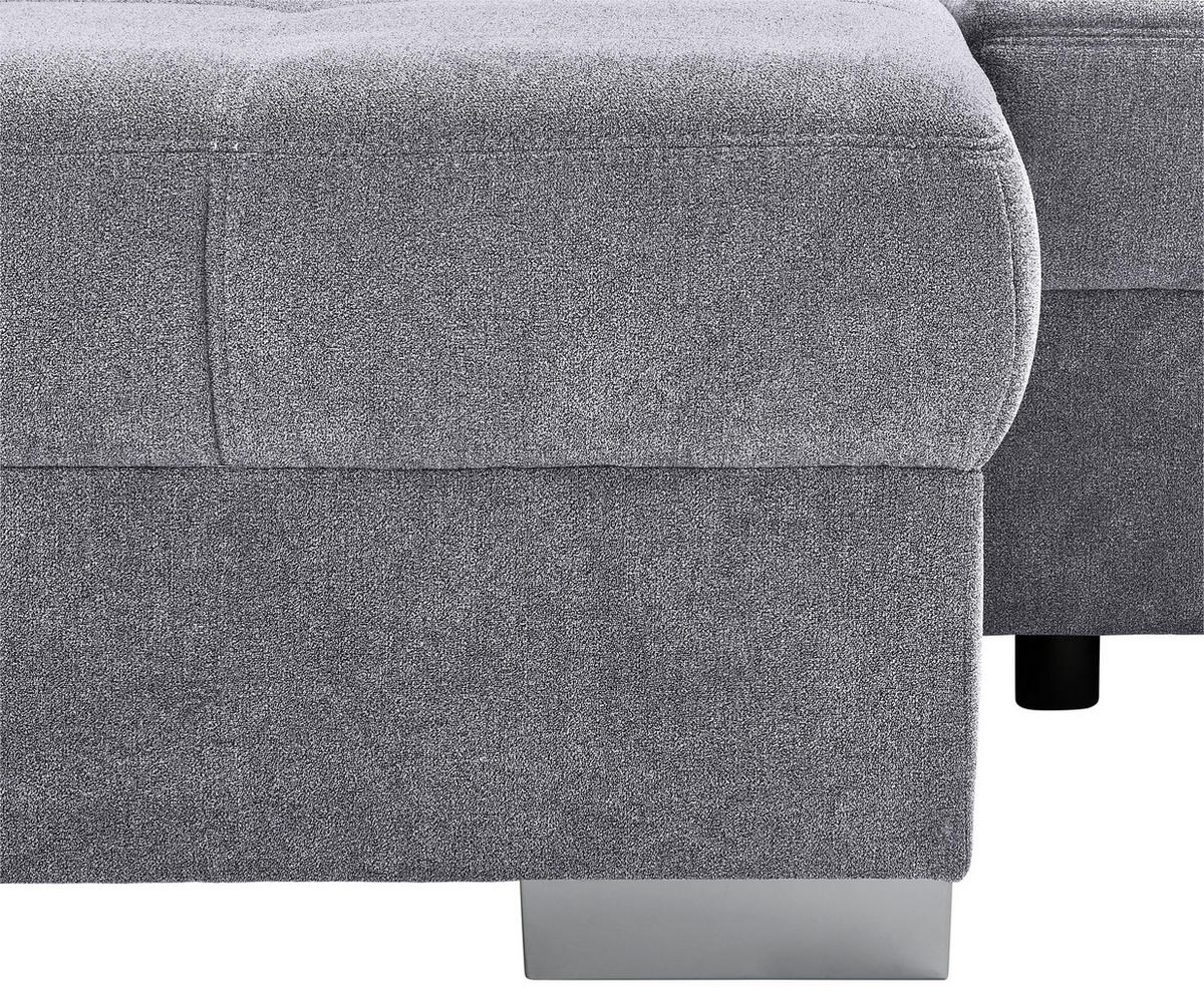 WOHNLANDSCHAFT in Velours Grau  - Chromfarben/Grau, Konventionell, Kunststoff/Textil (198/363/170cm) - Hom`in