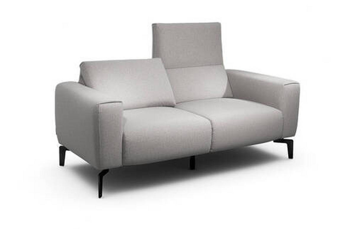 2-SITZER-SOFA in Chenille Hellgrau  - Hellgrau/Schwarz, Design, Textil/Metall (180/86/86-94cm) - SENSOO