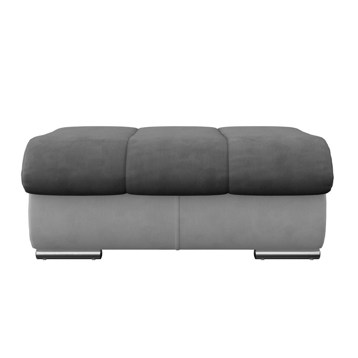 HOCKER Mikrofaser Hellgrau, Dunkelgrau  - Chromfarben/Dunkelgrau, MODERN, Textil/Metall (100/43/80cm) - MID.YOU