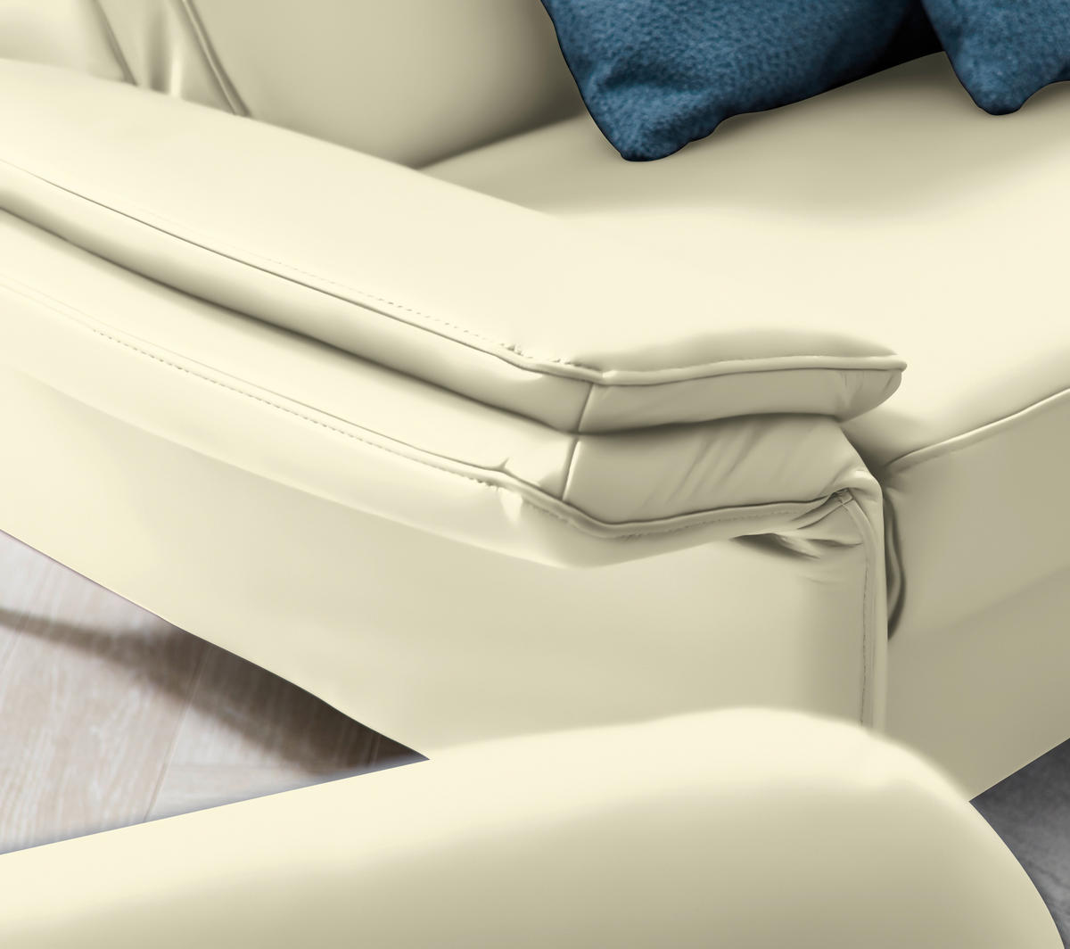 2,5-SITZER in Echtleder Weiss  - Weiss/Schwarz, Design, Leder/Metall (164/84/99cm) - Dieter Knoll