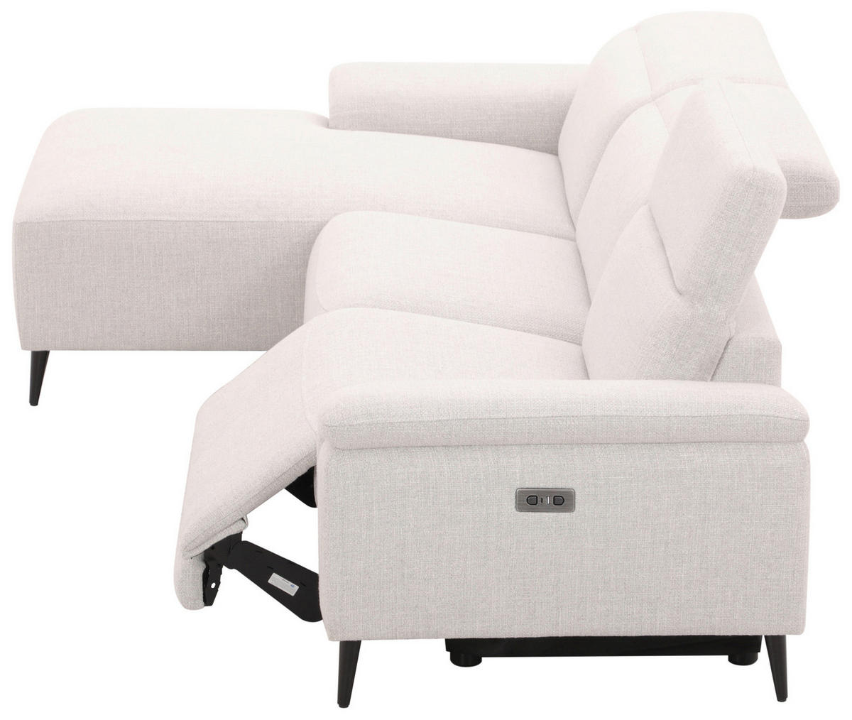ECKSOFA inkl. Funktionen Hellgrau Leinenoptik  - Schwarzchrom/Hellgrau, Design, Holz/Kunststoff (270/75/171cm) - Xora