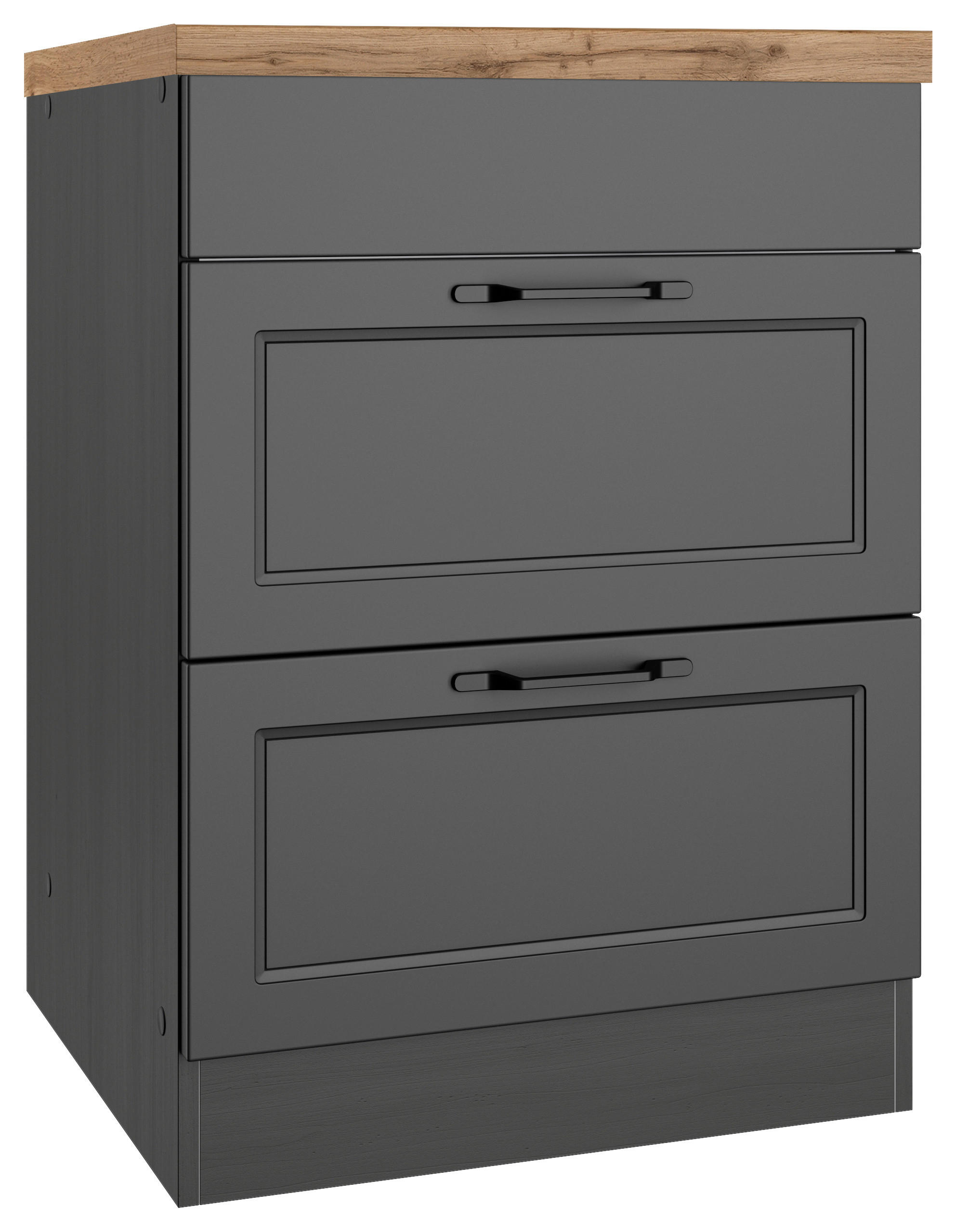 KOCHFELDUMBAUSCHRANK 60/86/60 cm  in Grau, Eiche Wotan  - Eiche Wotan/Schwarz, LIFESTYLE, Holzwerkstoff/Metall (60/86/60cm) - Held