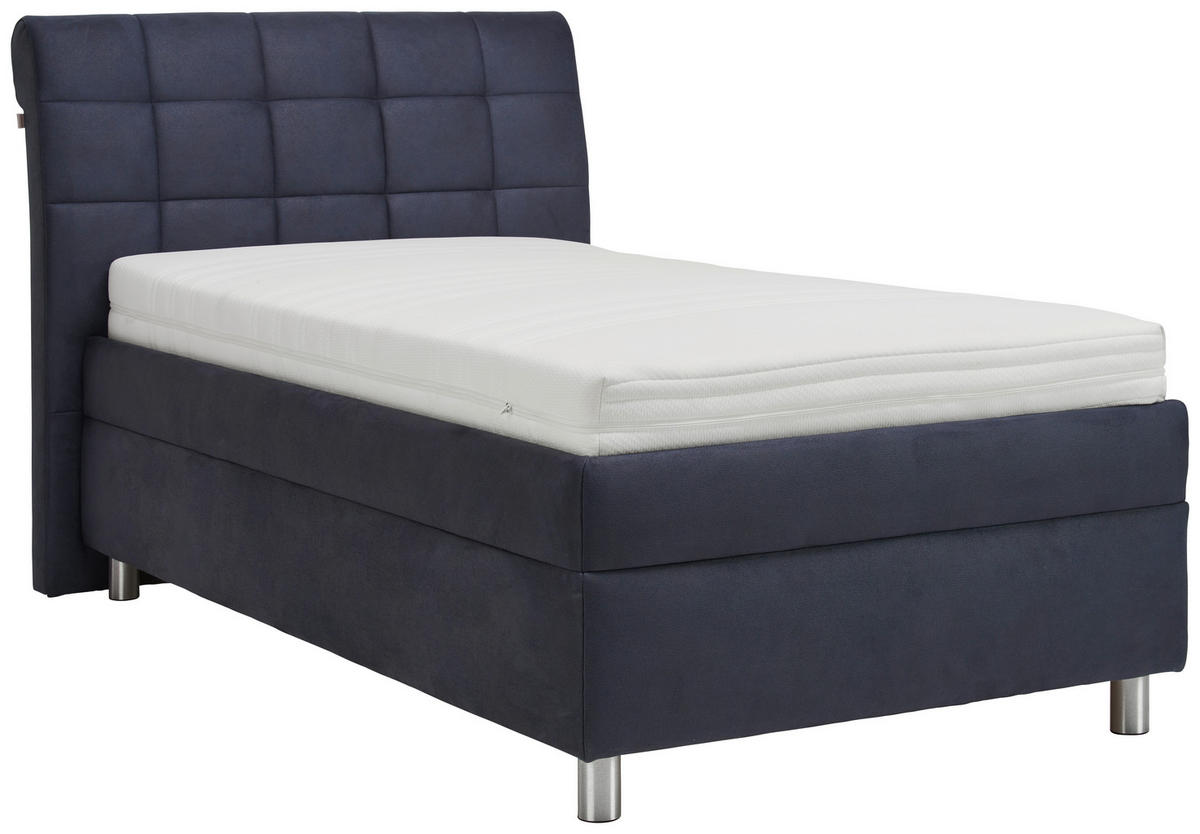 POLSTERBETT 120/200 cm  in Dunkelblau  - Weiss/Silberfarben, Konventionell, Holz/Textil (120/200cm) - Esposa