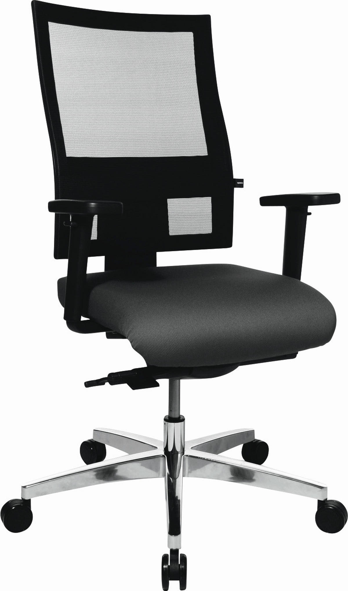 DREHSTUHL Webstoff, Netz Grau, Schwarz  - Schwarz/Grau, Basics, Kunststoff/Textil (48/101-113/48cm) - Topstar