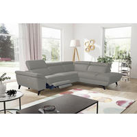 ECKSOFA DALLAS in Echtleder Grau  283/228 cm  - Schwarz/Grau, Design, Leder/Metall (283/228cm) - Livetastic