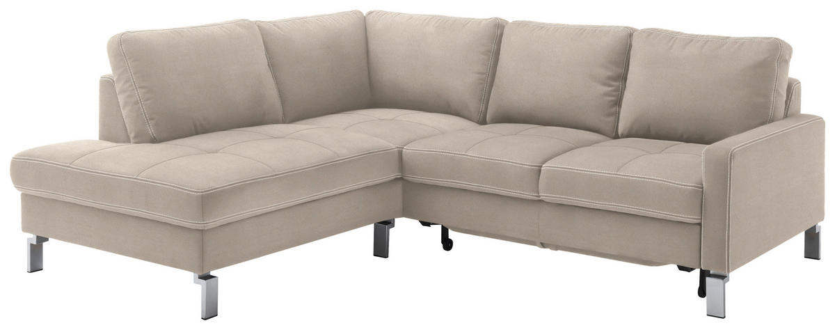 ECKSOFA in Mikrofaser Taupe  200/229 cm  - Taupe/Chromfarben, Design, Textil/Metall (200/229cm) - Pure Home Lifestyle