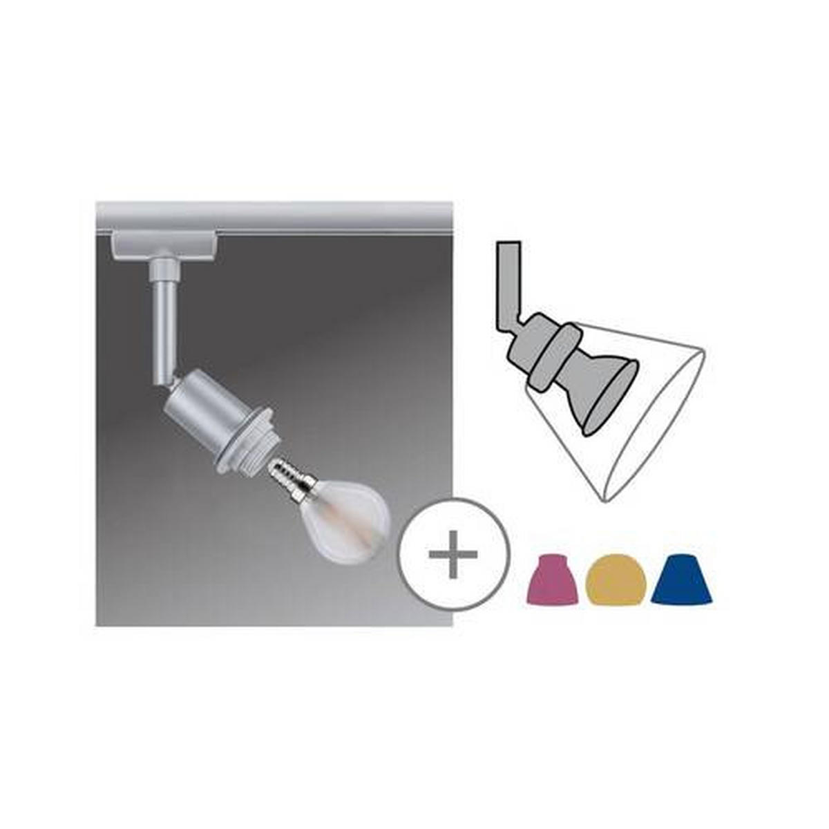 SCHIENENSYSTEM-STRAHLER URail 4,4/16,3 cm   - Chromfarben, Basics, Kunststoff/Metall (4,4/16,3cm) - Paulmann
