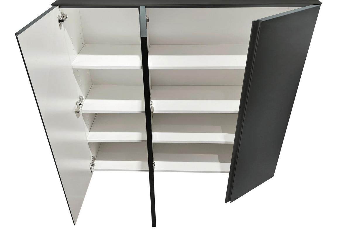 SCHUHSCHRANK Gardasee  in 120/110/33 cm  - Anthrazit, Design, Glas/Holzwerkstoff (120/110/33cm) - Moderano
