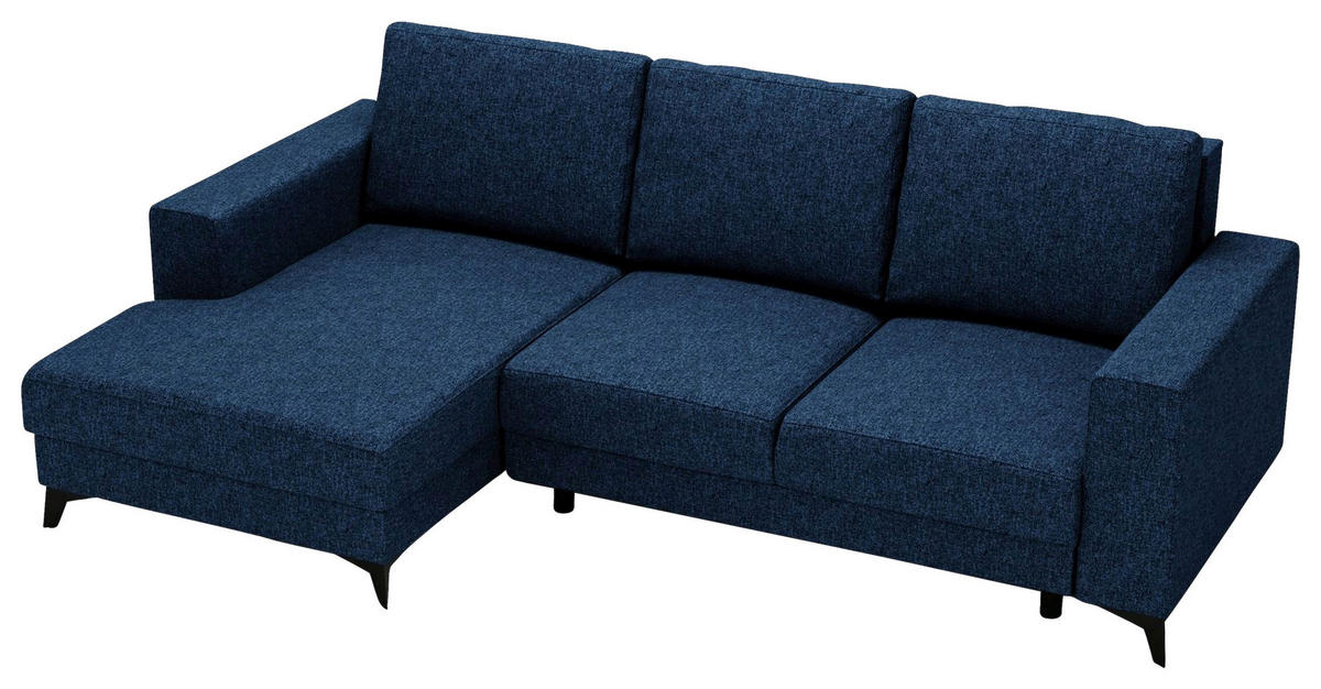 ECKSOFA in Flachgewebe Blau  - Blau/Schwarz, Design, Textil/Metall (156/244cm) - Livetastic