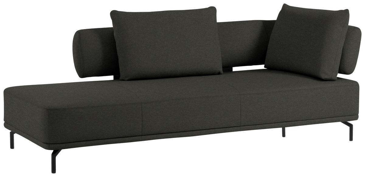 RÉCAMIERE in Flachgewebe Dunkelbraun  - Dunkelbraun/Schwarz, Design, Textil/Metall (227/89/101cm) - Dieter Knoll