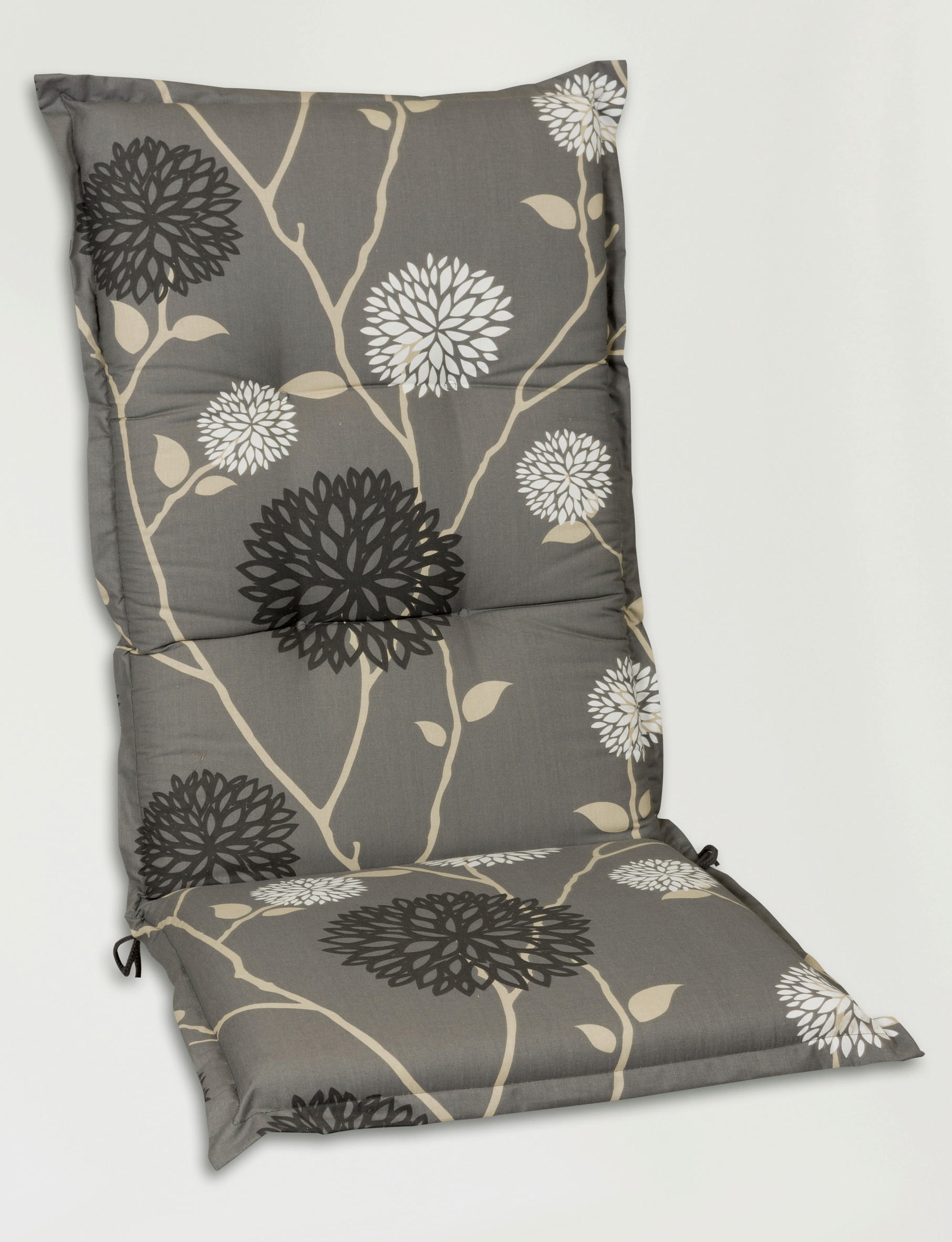 SESSELAUFLAGE in Schwarz, Weiß, Beige, Grau Blume  - Beige/Schwarz, Basics, Textil (50/9/120cm)