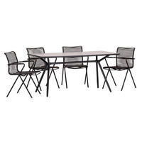 GARTENGARNITUR Stahl  - Taupe/Anthrazit, Basics, Glas/Kunststoff (80/75/160cm) - Acamp