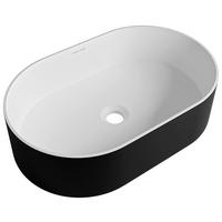 WASCHBECKEN  - Weiss/Schwarz, Basics, Stein (55/14/35cm) - Dieter Knoll