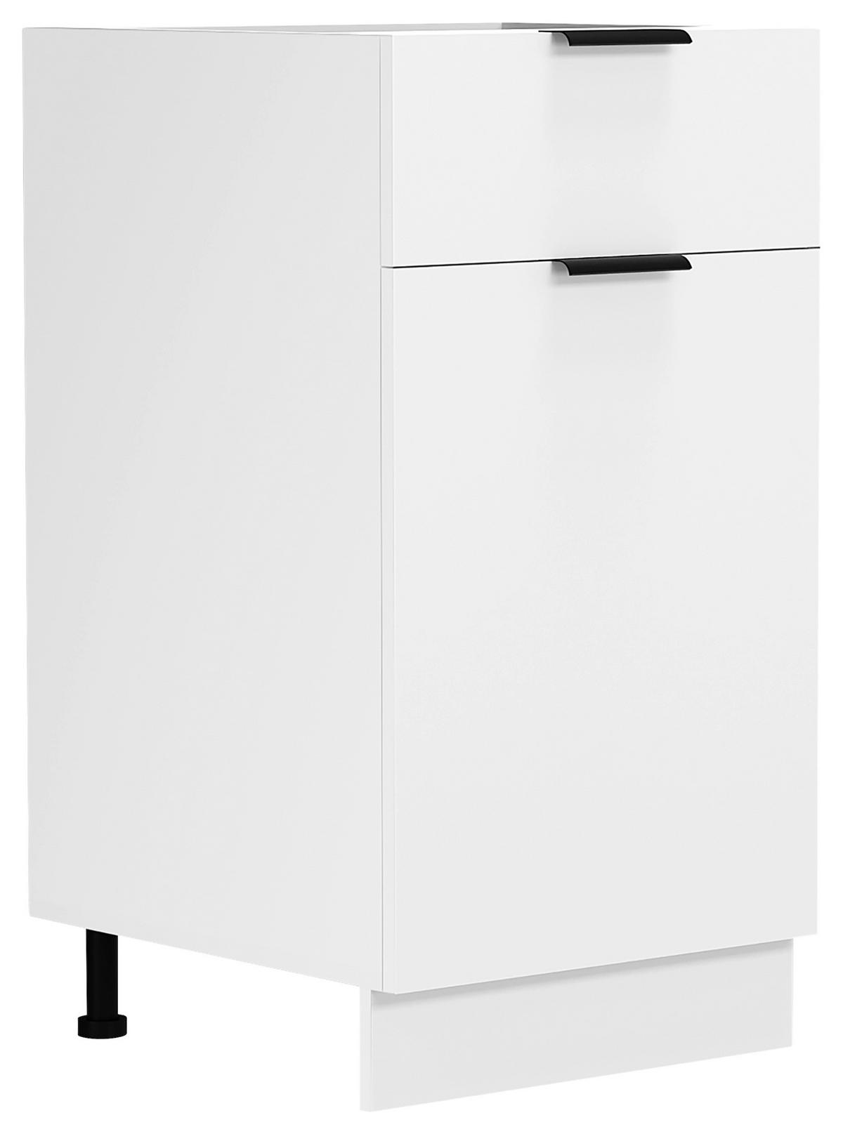 KÜCHENUNTERSCHRANK 40/82/46 cm  in Weiss  - Weiss/Schwarz, Trend, Holzwerkstoff/Kunststoff (40/82/46cm) - MID.YOU