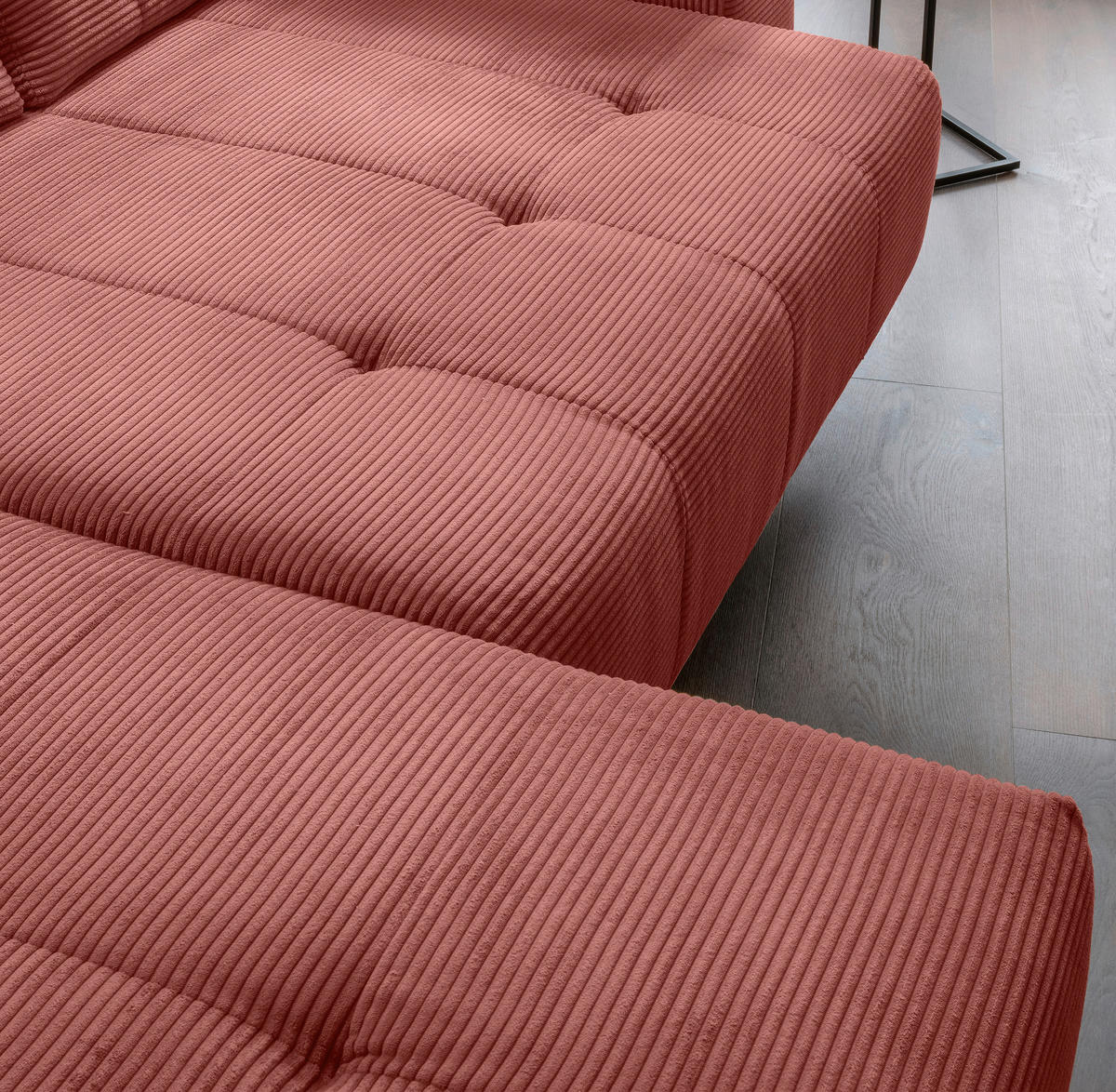 ECKSOFA in Cord Koralle  - Koralle/Schwarz, Modern, Textil/Metall (200/272cm) - Livetastic
