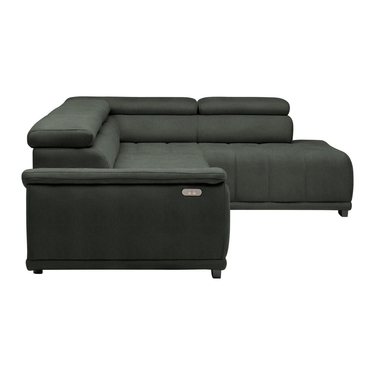 HÖRNSOFFA i chenille, vävt tyg mörkgrön  - svart/mörkgrön, Modern, textil/plast (283/106cm) - MID.YOU