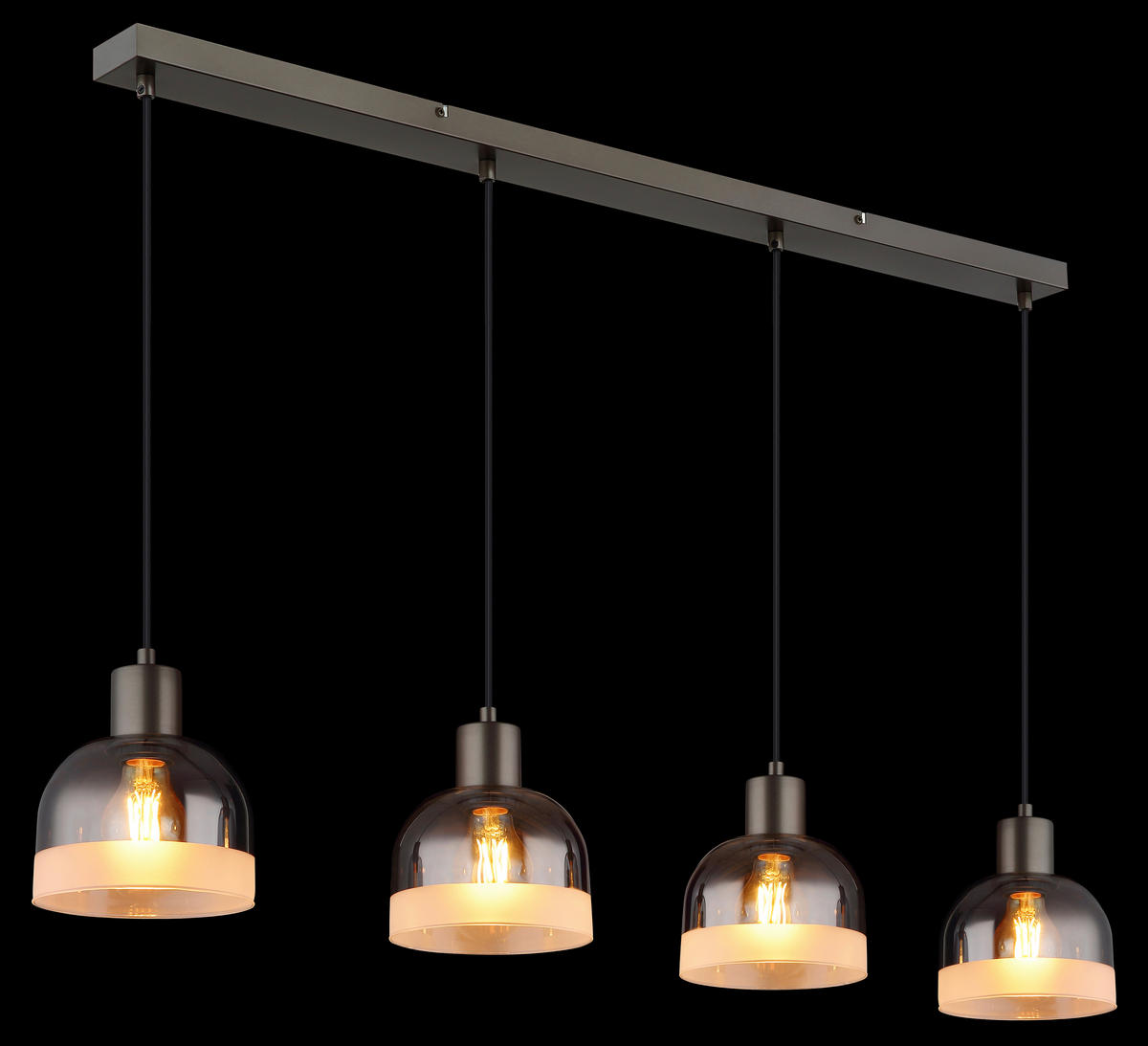 HÄNGELEUCHTE Kairo 105/15/120 cm  - Chromfarben/Schwarzchrom, Design, Glas/Kunststoff (105/15/120cm) - Globo