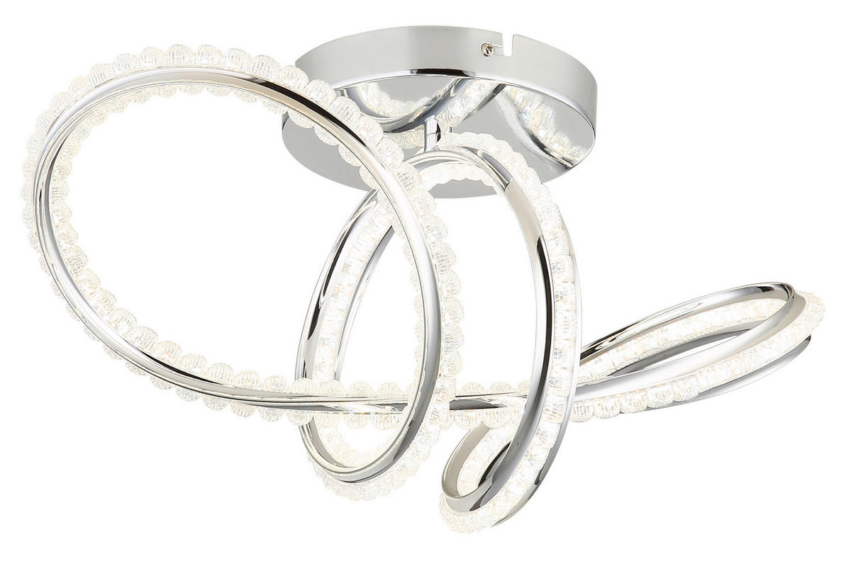 LED-DECKENLEUCHTE 50/25/25 cm   - Klar/Chromfarben, Design, Kunststoff/Metall (50/25/25cm) - Globo