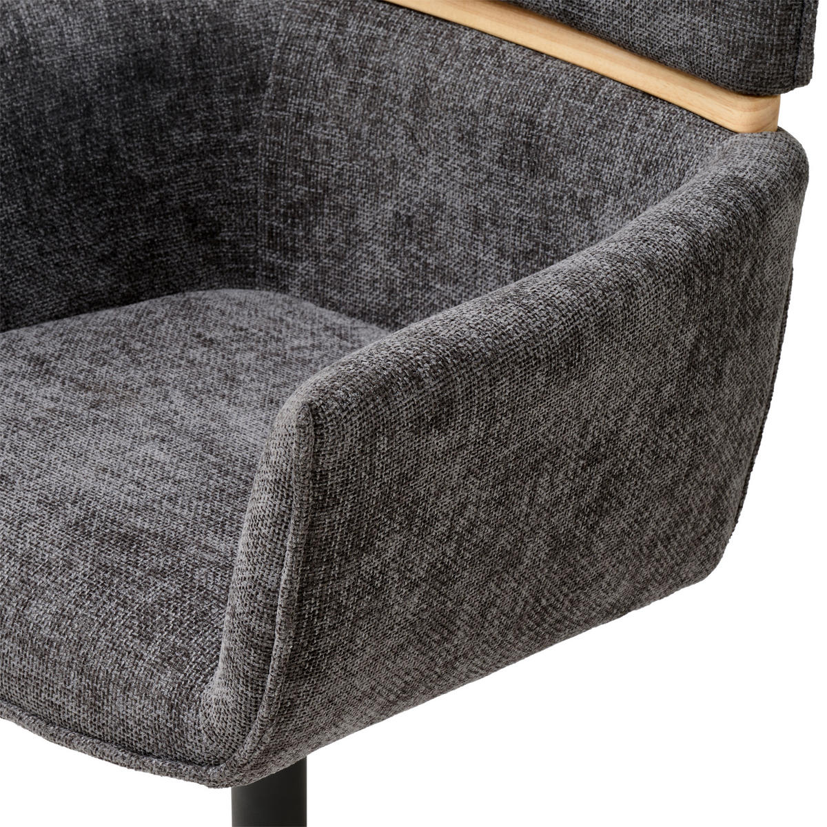 ARMLEHNSTUHL   Webstoff  - Hellbraun/Schwarz, Modern, Holz/Textil - MID.YOU