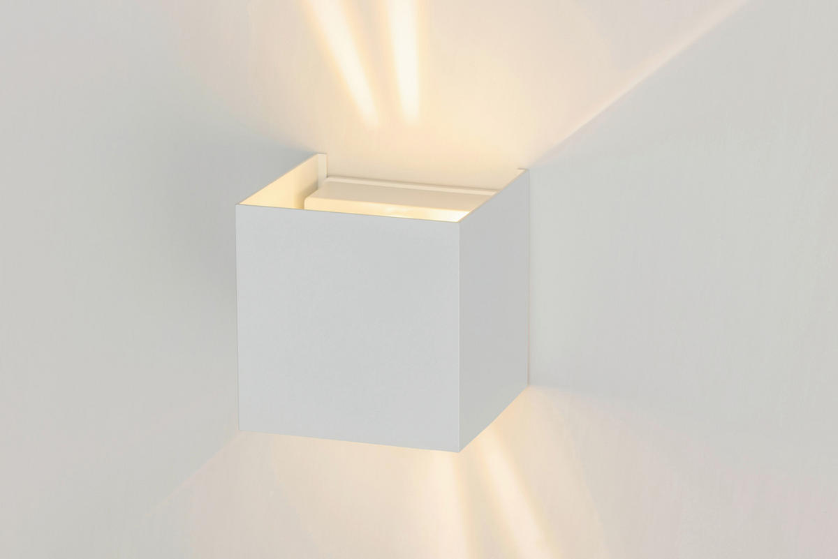 LED-WANDLEUCHTE 10/10/10 cm   - Weiß, Basics, Kunststoff/Metall (10/10/10cm) - Novel