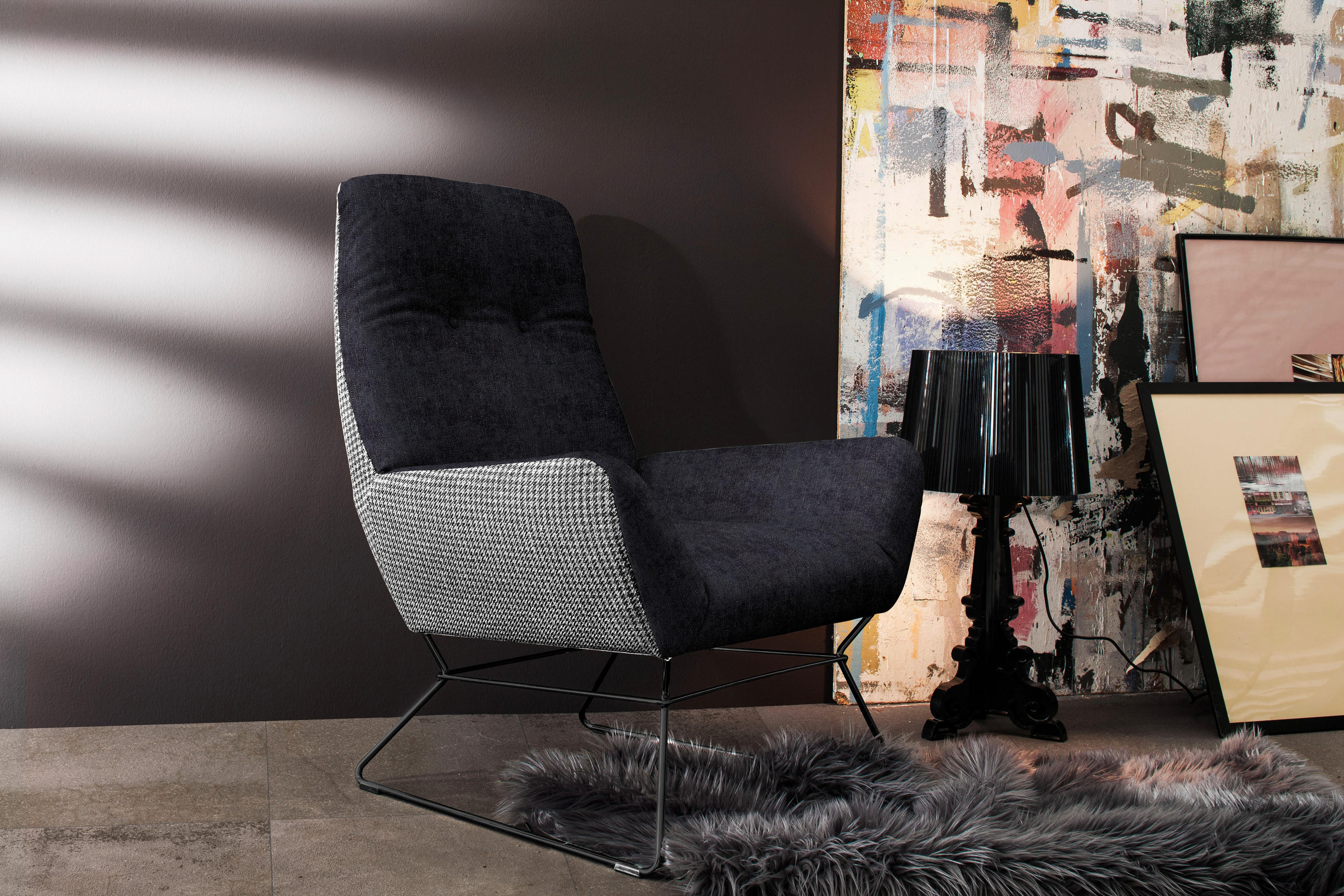 SESSEL in Flachgewebe Schwarz  - Schwarz, Design, Textil/Metall (82/102/81cm) - Pure Home Lifestyle
