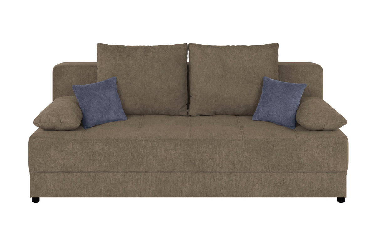 SCHLAFSOFA  mit Liegefunktion, Rücken echt Braun  - Schwarz/Braun, Design, Kunststoff/Textil (200/90/103cm) - P & B