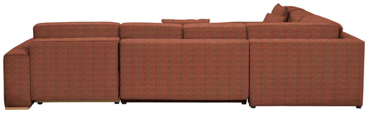 WOHNLANDSCHAFT Kupferfarben Cord  - Buchefarben/Schwarz, KONVENTIONELL, Holz/Kunststoff (283/371/208cm) - Livetastic