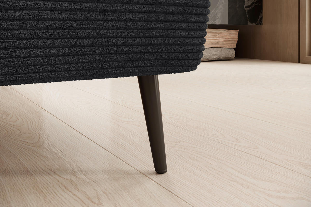 ECKSOFA in Cord Anthrazit  - Anthrazit/Schwarz, Konventionell, Textil/Metall (277/174cm) - Carryhome