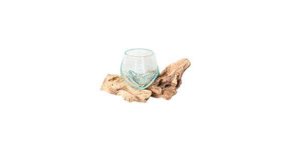 VASE 8 cm  - Klar/Ecru, Natur, Glas/Holz (16/9/8cm) - Ambia Home