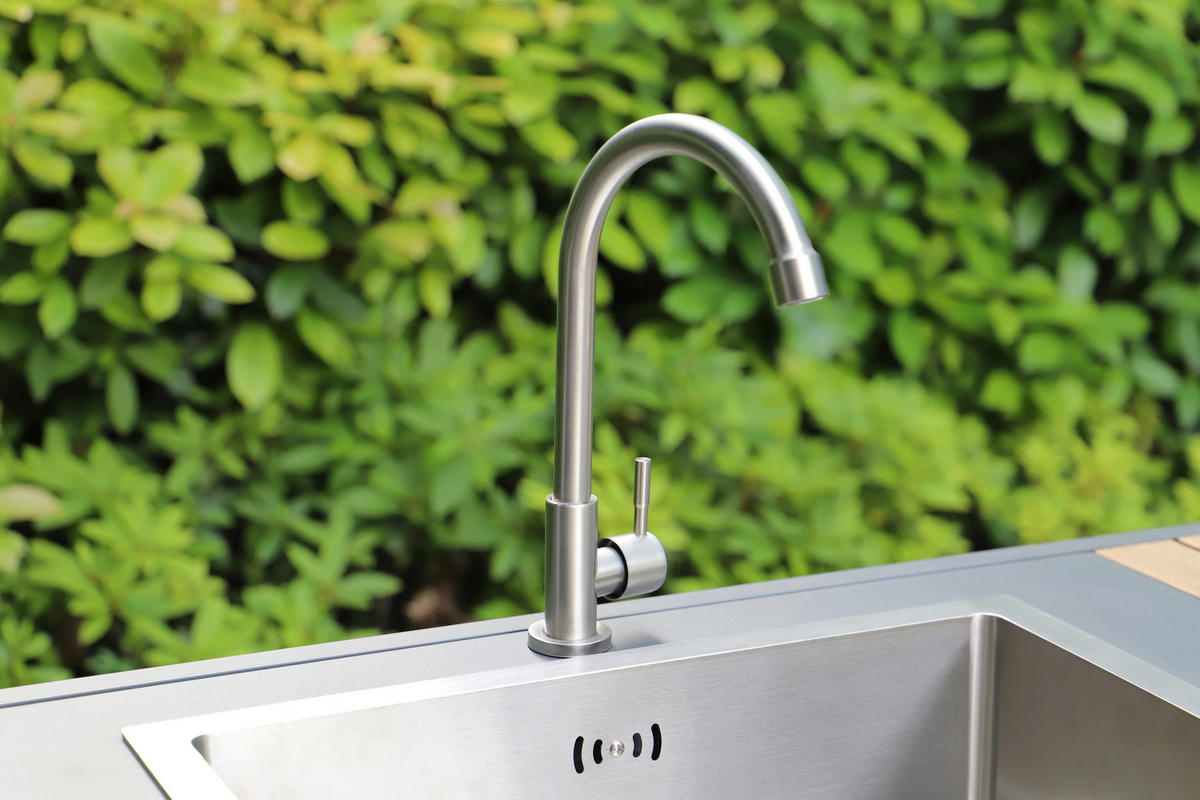 OUTDOORKÜCHE - Anthrazit/Teakfarben, MODERN, Kunststoff/Metall (127/95/50cm) - Ambia Garden