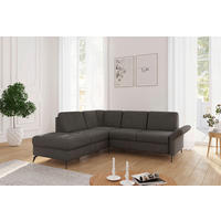 ECKSOFA ROCHELLE E Graphitfarben Flachgewebe  - Schwarz/Graphitfarben, KONVENTIONELL, Textil/Metall (216/240cm) - Sit & More