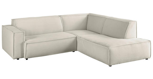 ECKSOFA Creme Cord  - Creme/Schwarz, KONVENTIONELL, Kunststoff/Textil (254/224cm) - Hom`in