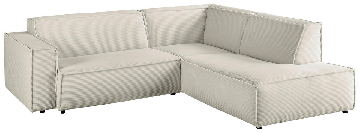 ECKSOFA Creme Cord  - Creme/Schwarz, KONVENTIONELL, Kunststoff/Textil (254/224cm) - Hom`in