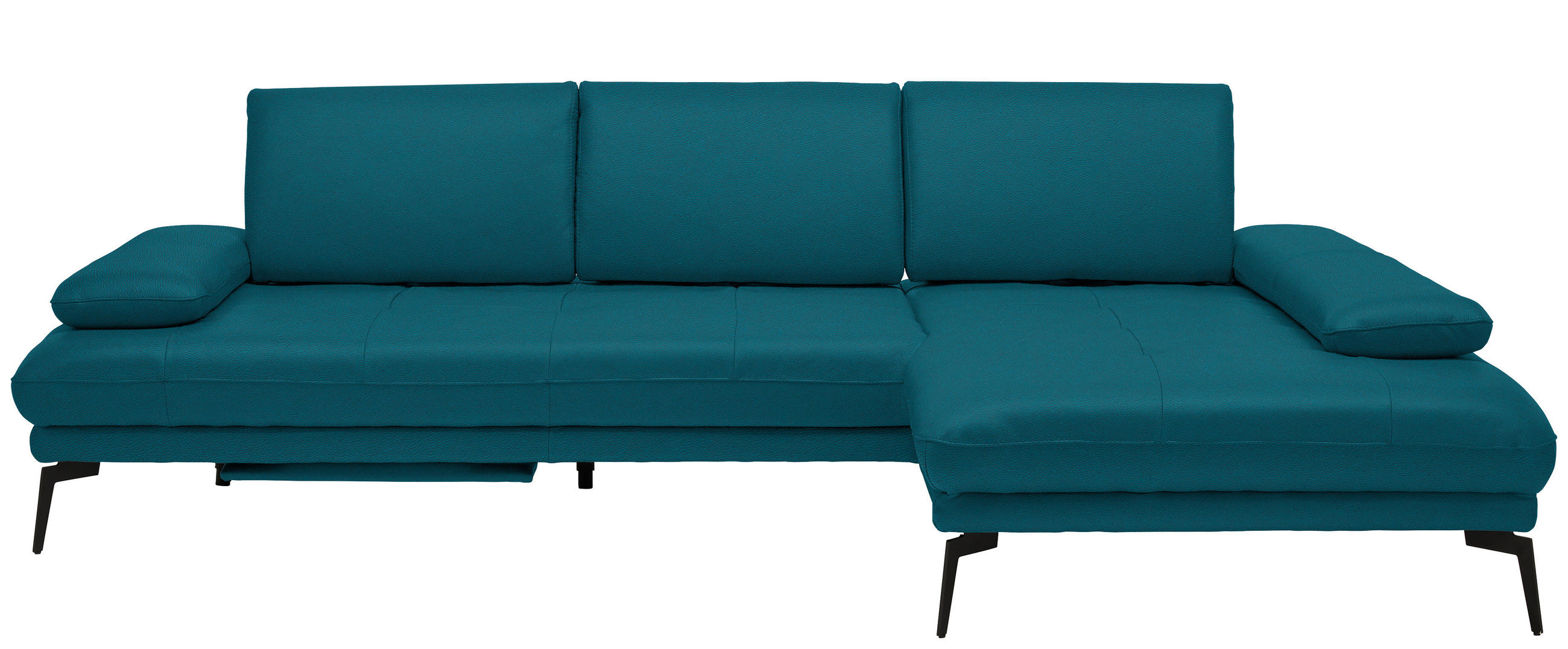 ECKSOFA in Echtleder Petrol  - Petrol/Schwarz, Design, Leder/Metall (273/187cm) - Celina Home