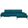 ECKSOFA in Echtleder Petrol  - Petrol/Schwarz, Design, Leder/Metall (273/187cm) - Celina Home