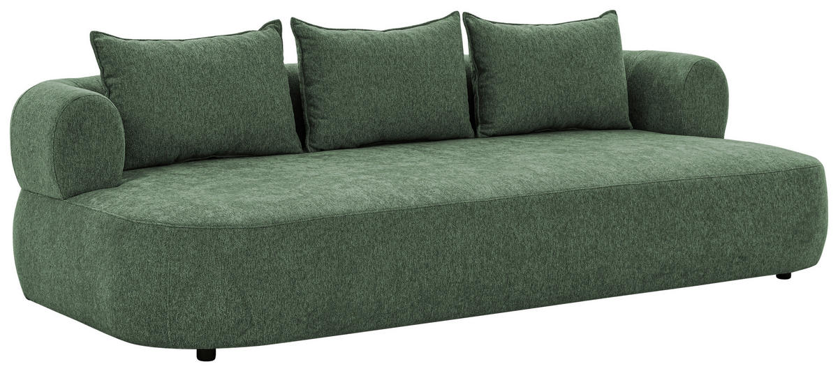 BIGSOFA in Chenille Grün  - Schwarz/Grün, Design, Kunststoff/Textil (240/76/122cm) - Livetastic