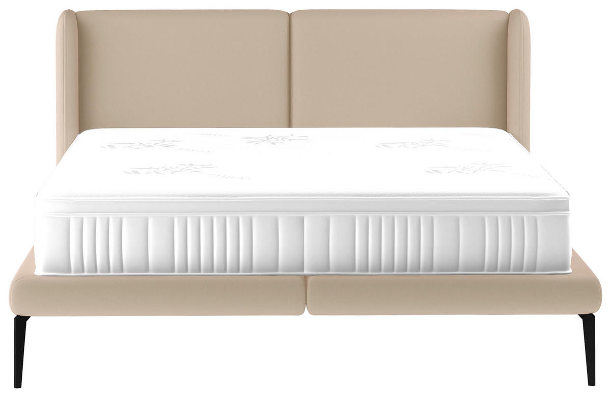 STOPPAD SÄNG 180/200 cm  i beige  - vit/beige, Modern, metall/textil (180/200cm) - Johann Jakob