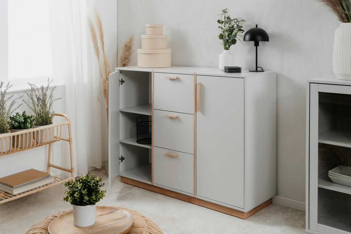 KOMMODE  in 122/94/40 cm  - Beige/Grau, KONVENTIONELL, Holzwerkstoff (122/94/40cm) - Livetastic