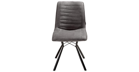 STUHL in Eisen Mikrofaser Metall, Textil - Anthrazit/Schwarz, Design, Textil/Metall (48/87/62,5cm) - Xora