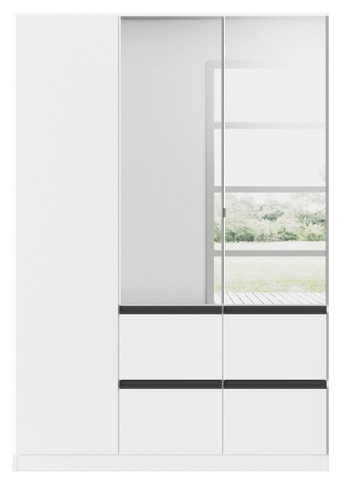KLEIDERSCHRANK 3-türig Weiß, Dunkelgrau  - Dunkelgrau/Weiß, Trend, Glas/Holzwerkstoff (136/197/54cm) - Xora
