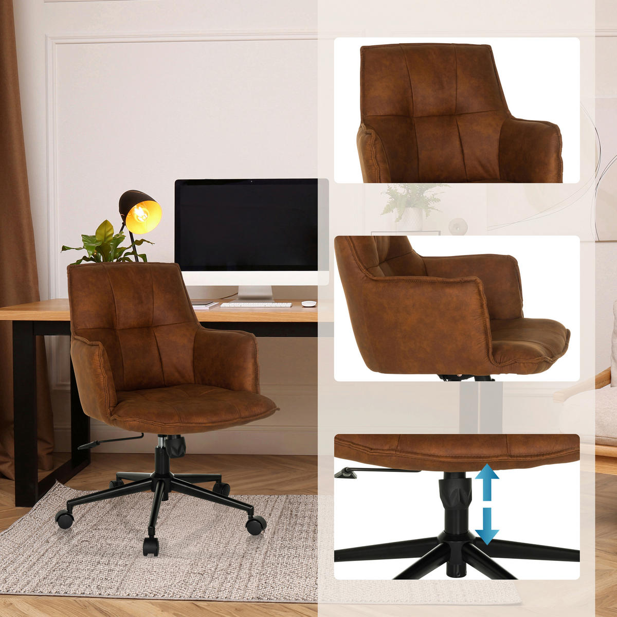 DREHSTUHL Braun  - Schwarz/Braun, MODERN, Kunststoff/Textil (54/85/70cm) - MID.YOU