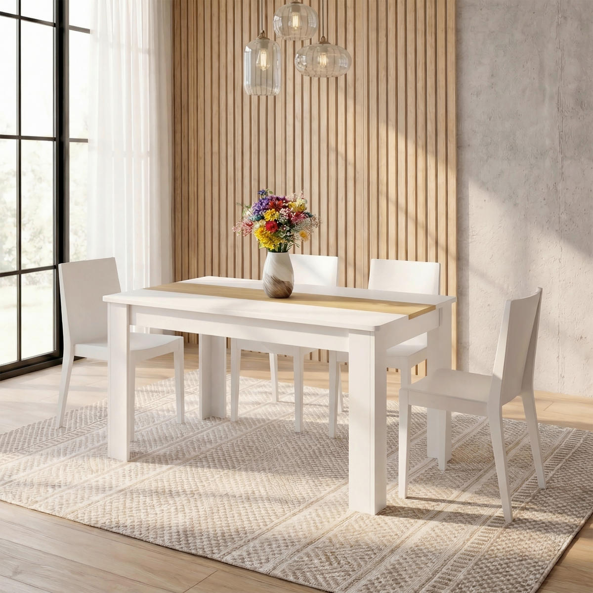 ÉTKEZŐASZTAL - méztölgy színű/fehér, Modern, faalapú anyag (140/80/75cm) - MID.YOU