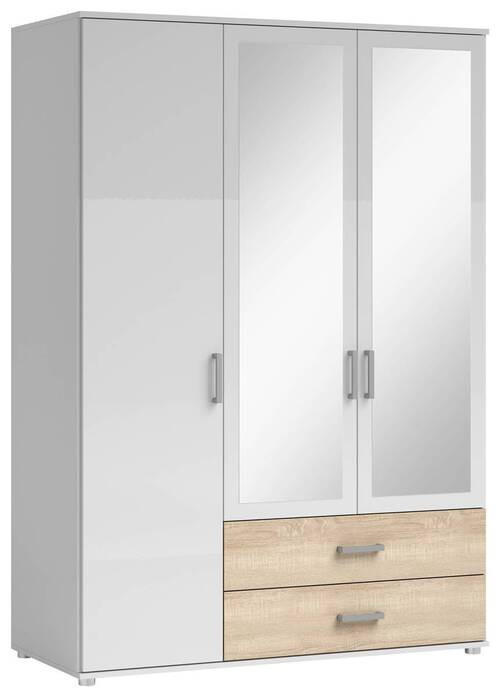 ORMAR S KLASIČNIM VRATIMA bijela, hrast Sonoma - bijela/boje aluminija, Moderno, drvni materijal/plastika (125/190/51cm) - Xora