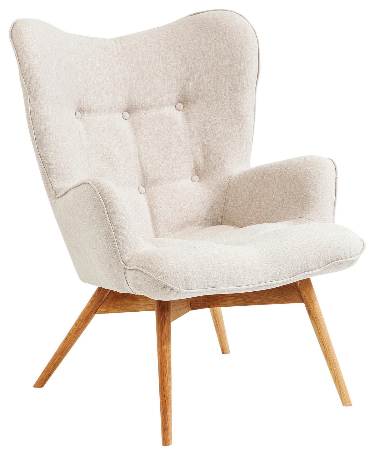 OHRENSESSEL in Fleece Creme  - Creme/Naturfarben, Trend, Holz/Textil (73/94/83cm) - Kare-Design