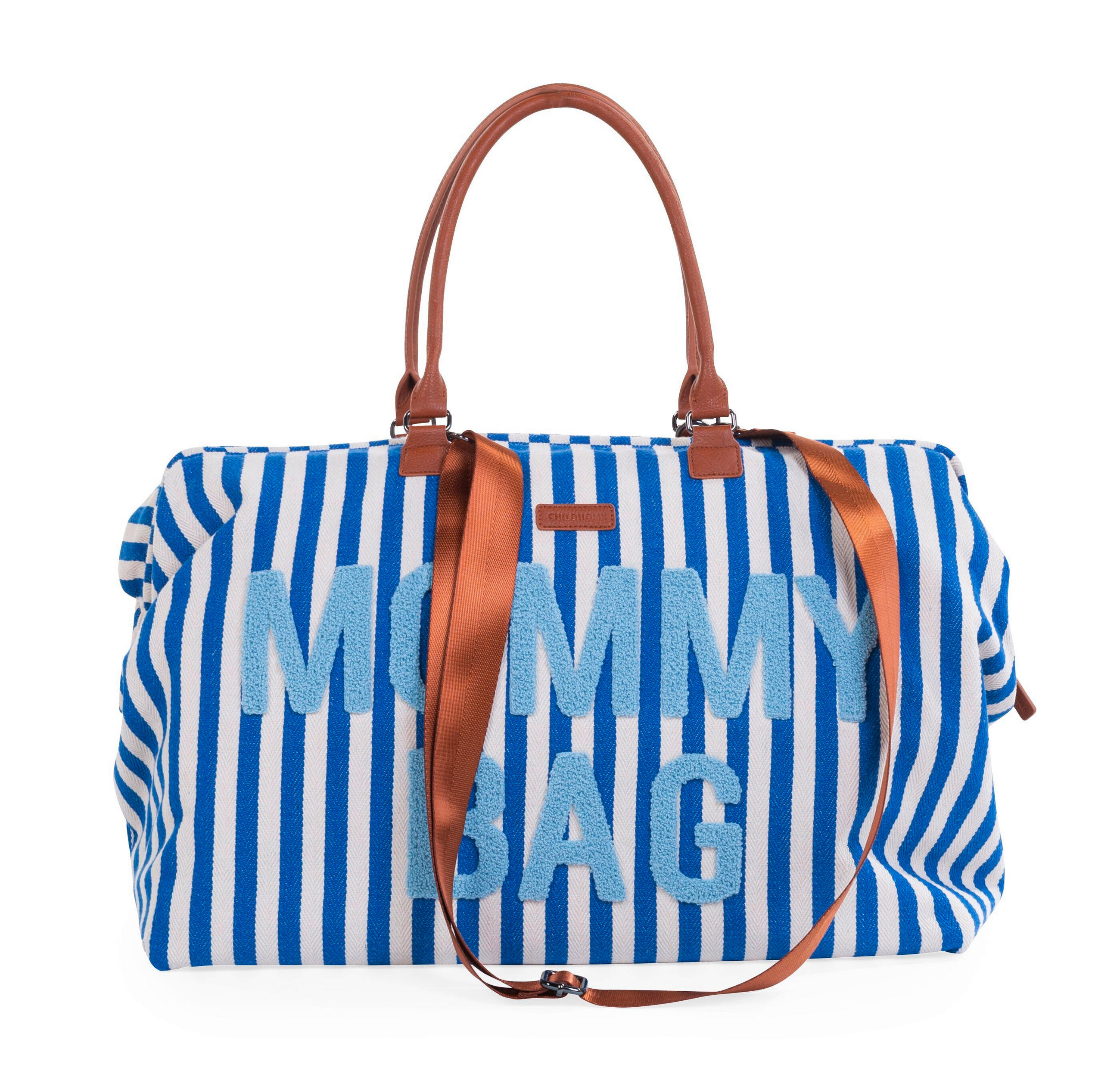 Childhome Wickeltasche Mommy Bag Blaue Streifen Weiß, Hellblau 55x30x40 cm