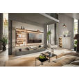 WOHNWAND  in Grau, Eiche dunkel  270/182/46 cm  - Eiche dunkel/Grau, Design, Glas/Holz (270/182/46cm) - Belluti