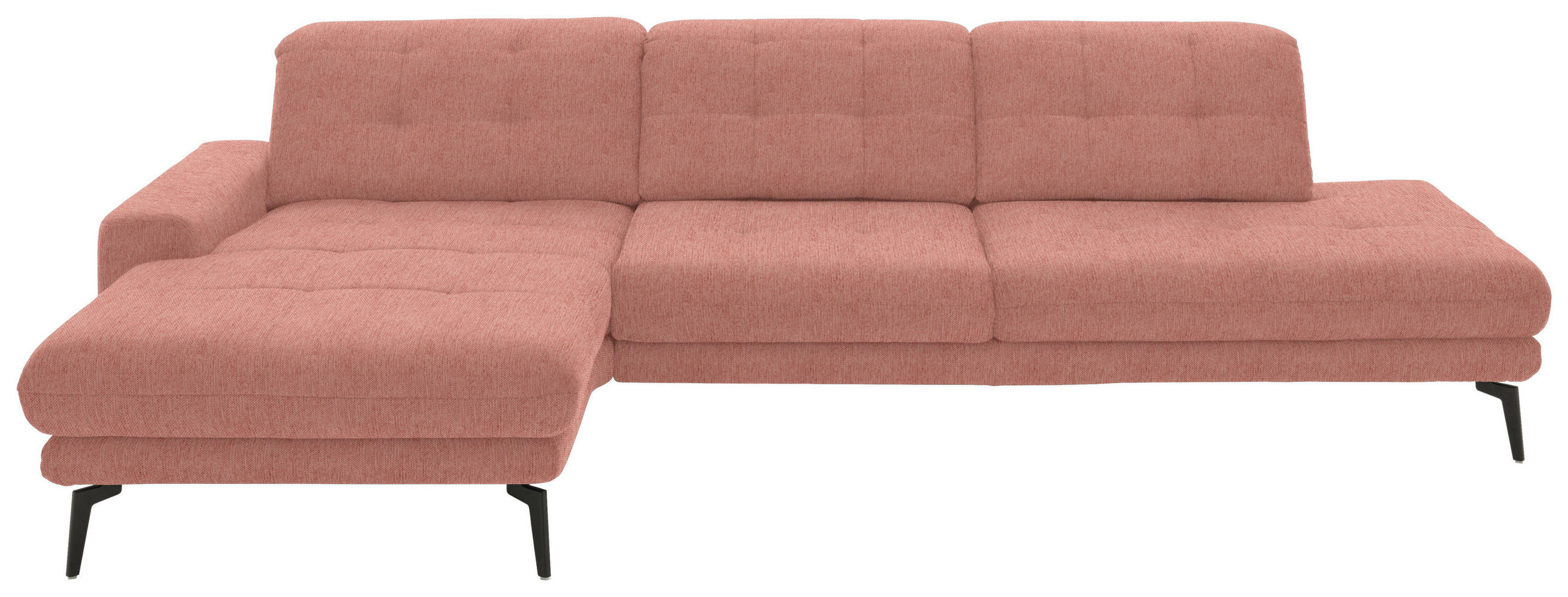 ECKSOFA in Flachgewebe Altrosa  - Schwarz/Altrosa, Design, Textil/Metall (190/309cm) - Beldomo Style