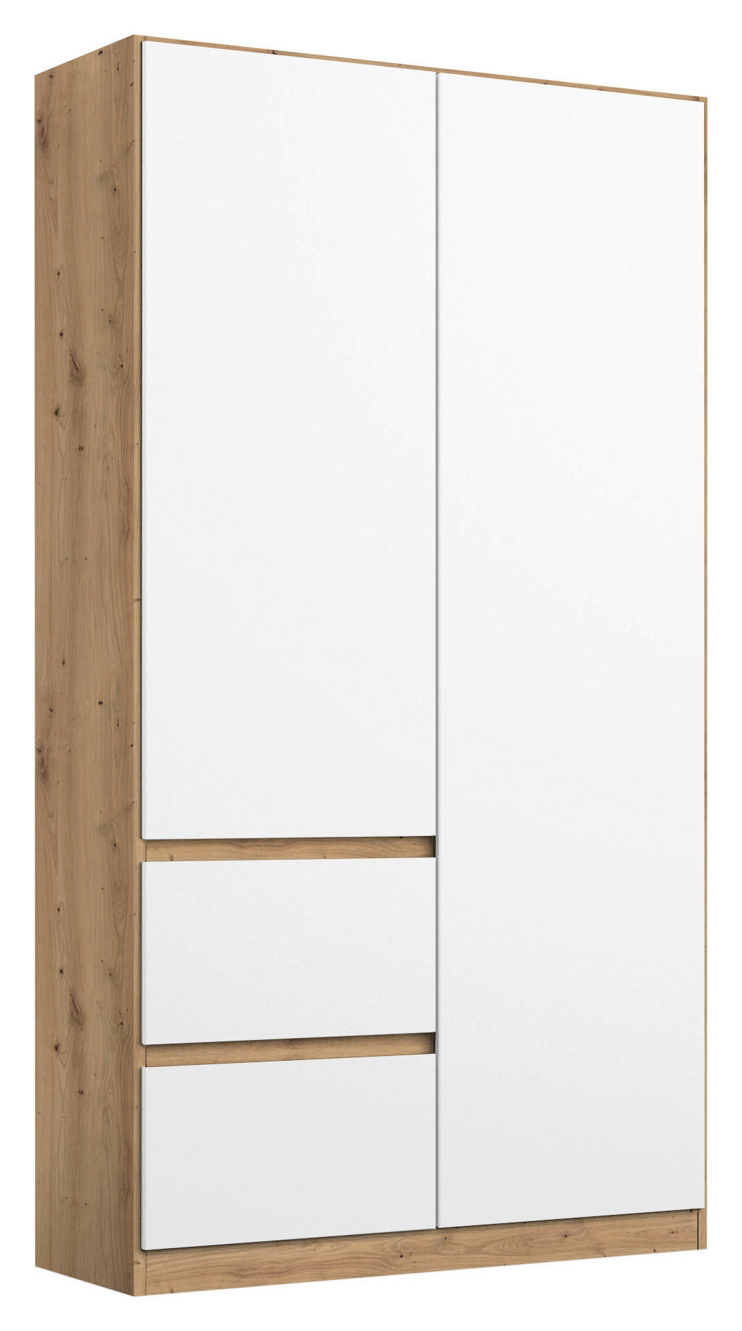 DREHTÜRENSCHRANK  in Weiß, Eiche Artisan  - Eiche Artisan/Weiß, Basics, Holzwerkstoff (91/197/54cm) - Rauch Möbel