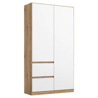 DREHTÜRENSCHRANK 91/197/54 cm 2-türig Weiß, Eiche Artisan  - Eiche Artisan/Weiß, Basics, Holzwerkstoff (91/197/54cm) - Rauch Möbel