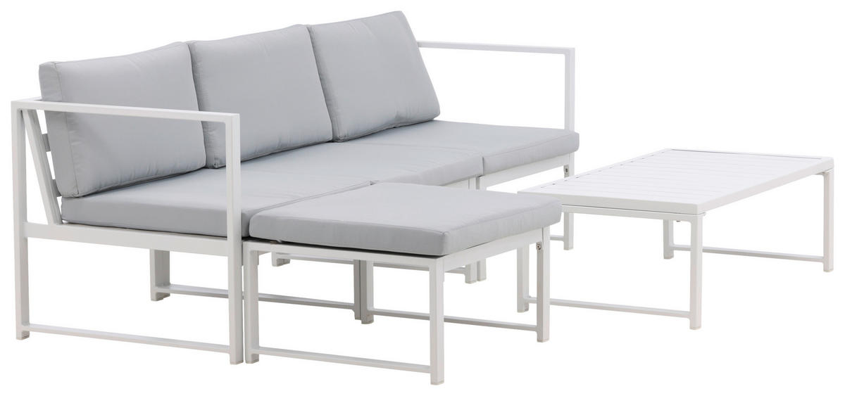 LOUNGEGRUPP  - vit/grå, Klassisk, metall/textil - Gardenson